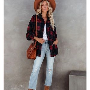 Vici Septembers End plaid shacket size small